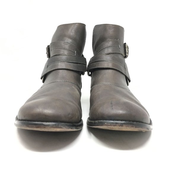 Men\'s John Varvatos Pull On Harness Ankle Boots Shoes Size 9.5 Gray Leather
